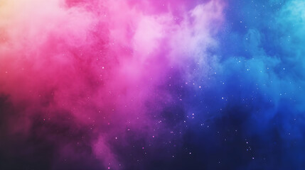 Fototapeta premium Colorful powder explosion on a black background, with pink, blue, and yellow color dust flying in space, creating a colorful cloud of smoke. This abstract, creative design would be suitable 