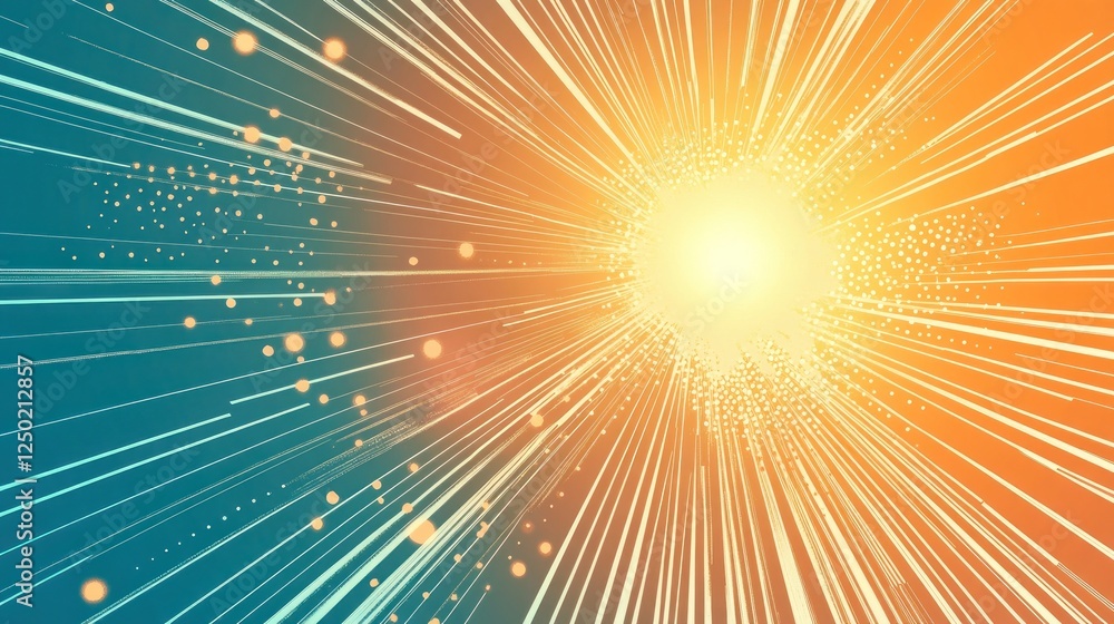 Poster abstract light burst with geometric lines and gradient background