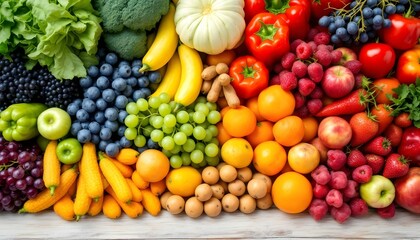Vibrant Rainbow of Fresh Fruits and Vegetables