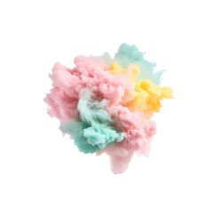 Abstract Pastel Color Explosion, Swirling Candy Floss Cloud on on white background