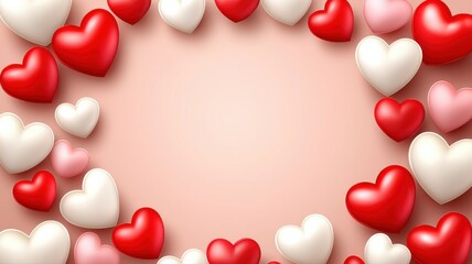 Colorful Heart Shapes Arranged in a Lovely Romantic Frame Design