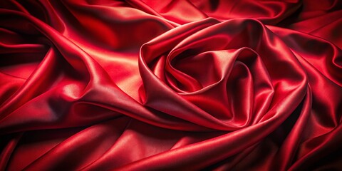 Fototapeta premium Luxurious Red Silk Fabric Background: Abstract Satin Texture, Low Light Photography