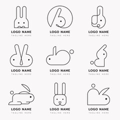 Rabbit logo, continued line modern and minimal animal logo for branding and company or business branding. Cute and lovely bunny logo for pet shop, cafe and veterinary hospital or clinic.
