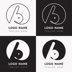 Minimal Rabbit logo, Modern continued line animal logo for branding and company or business branding. Cute bunny silhouette logo for pet shop, cafe, veterinary hospital, clinic and farm