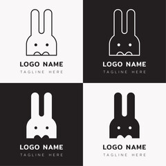 Modern Rabbit logo, continued line animal logo for branding and company or business branding. Minimal cute bunny silhouette logo for pet shop, cafe, veterinary hospital, clinic and farm