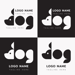 Dog logo, continued line modern and minimal puppy logo for branding and company or business branding. Cute rabbit silhouette logo for pet shop, cafe, veterinary hospital, clinic and farm