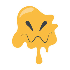 Psychedelic Dripping Smile on White Background. Vector Illustration in Vintage Cartoon Design
