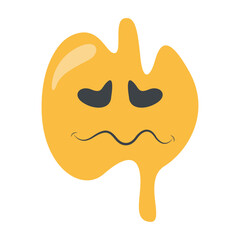 Psychedelic Dripping Smile on White Background. Vector Illustration in Vintage Cartoon Design