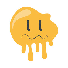 Psychedelic Dripping Smile on White Background. Vector Illustration in Vintage Cartoon Design