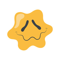 Psychedelic Dripping Smile on White Background. Vector Illustration in Vintage Cartoon Design