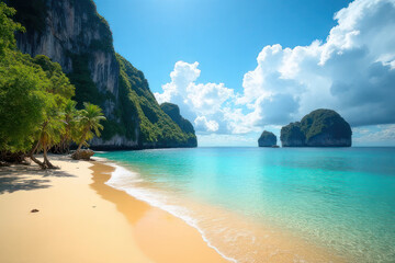Naklejka premium tropical beach with blue sky