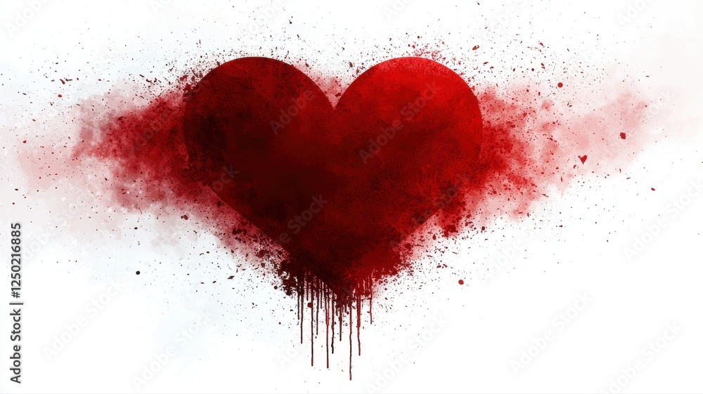 Aufkleber red heart with splatter effect on white background for expression