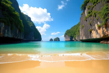 Fototapeta premium tropical beach with blue sky