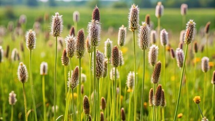 Plantago lanceolata bunch, grassland, ,  grassland,flora, wildflowers