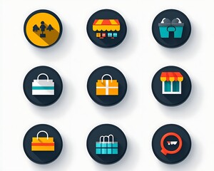 Fototapeta premium Retail Icons Flat Style