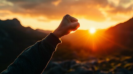 Sunset Triumph: A Fist of Victory