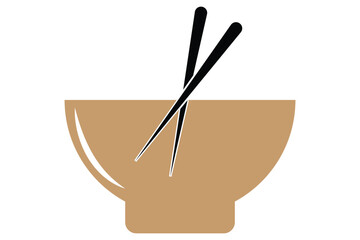 chopsticks and bowl on bamboo mat icon. vector illustration eps 999. chopsticks with bowl icon.