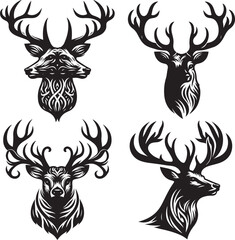 Create a deer vector art silhouette with white background.