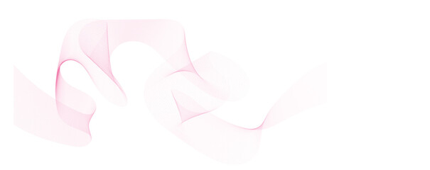 Undulate pink wave swirl, frequency sound wave, twisted curve lines with blend effect. Technology, data science, geometric border. Isolated on white background. Vector illustration.
