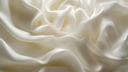 Obraz premium Abstract Background of Flowing Creamy White Silk Fabric with Soft Draping and Subtle Light for Wedding or Luxury Theme