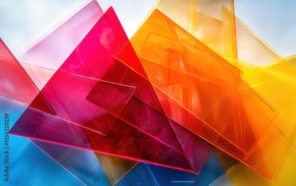 Poster abstract background of intersecting transparent acrylic sheets in vibrant colors