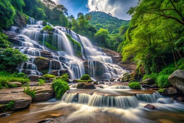 Fototapeta premium Mae Ya Waterfall Chiang Mai Thailand Rainy Season Long Exposure Photography