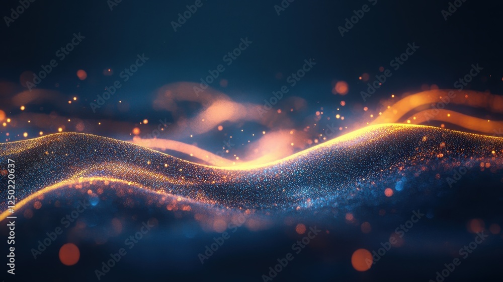Aufkleber abstract golden light wave background with bokeh and sparkles