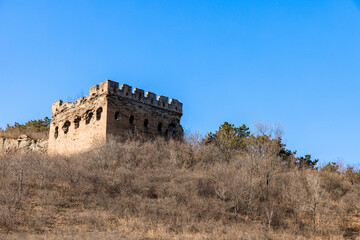 Fototapeta premium Jinshanling Great Wall, a section of the Great Wall of China built from 1570 CE during the Ming dynasty, located in the mountainous area in Luanping County, Chengde, Hebei Province