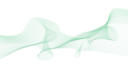 Design elements. Wave of many green lines. Abstract wavy stripes on white background isolated. Creative line art. Vector illustration EPS 10. Colorful shiny waves with lines created using Blend Tool.