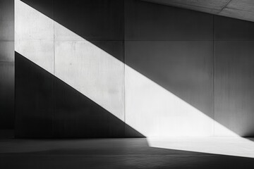 Modern Concrete Interior with Sunlight Beam - Architectural Minimalist Background.