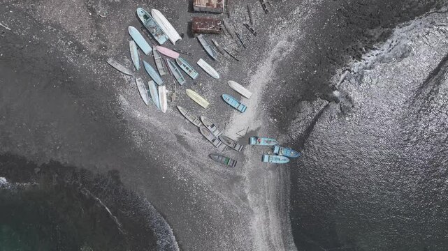 Comoros, Grande Comore, Foumbouni, ilot la Tcheka, small fishing harbor slow descending