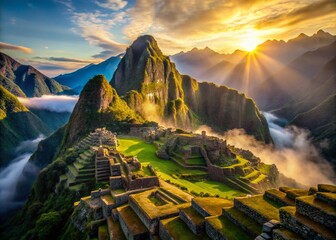 Majestic Andes Mountain Range at Machu Picchu Sunrise - Panoramic Landscape