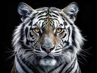 Majestic Black and White Tiger Portrait: Striking Monochrome Wildlife Photography