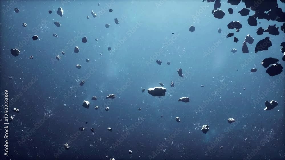 Wall mural vast asteroid field in outer space.