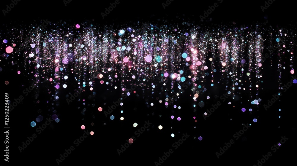 Poster abstract glittering lights background with sparkling bokeh effects on black