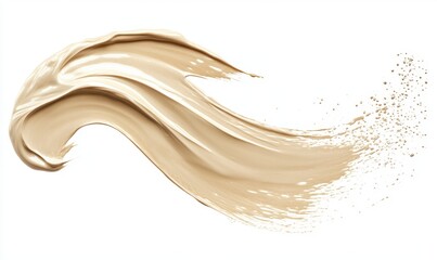 Beige makeup swirl, cosmetic texture, white background, beauty product, advertising