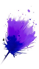 Abstract purple flower, artistic style, with bee, isolated