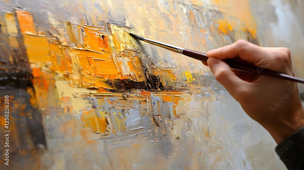 Aufkleber Vibrant and dynamic painting created with fast expressive brushstrokes  This abstract artwork showcases a captivating blend of colors textures and energy capturing the essence of creative expression
