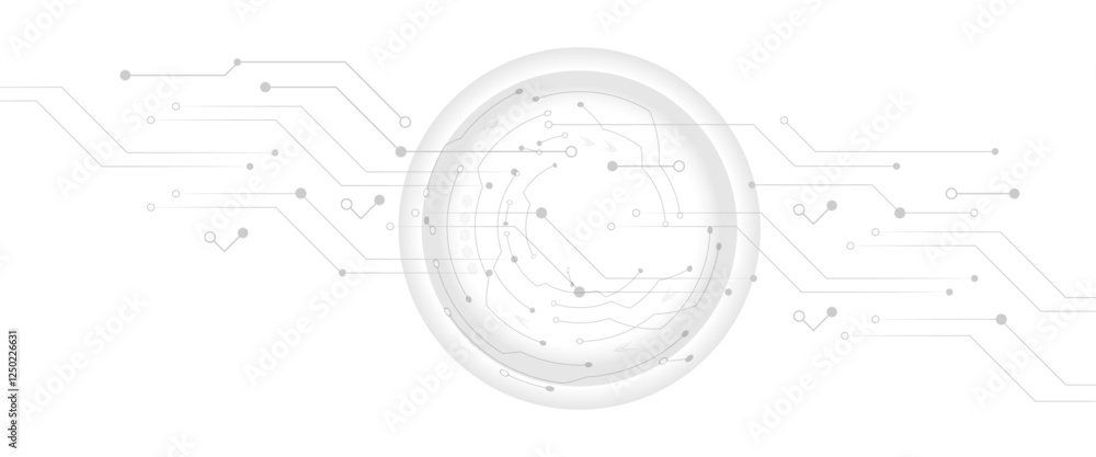 Aufkleber grey white abstract technology background with various technology elements hi-tech communication con