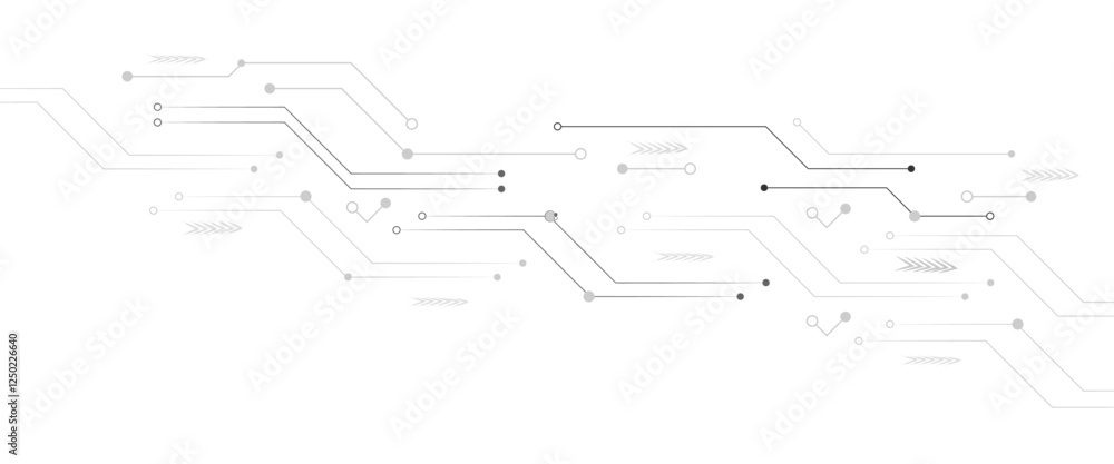 Aufkleber abstract grey circuit line technology pattern on white background, futuristic vector illustration of