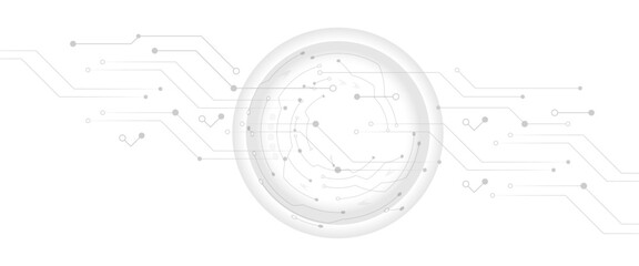 Grey white Abstract technology background with various technology elements Hi-tech communication concept innovation 