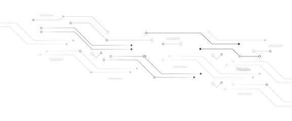 Abstract grey circuit line technology pattern on white background, futuristic vector illustration of digital circuitry design for tech backgrounds 