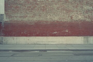 Empty urban street with brick wall backdrop