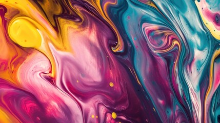 Abstract Fluid Art: A Colorful Symphony of Swirls and Textures