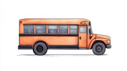 Illustration of a classic yellow school bus parked on a white background, symbolizing education