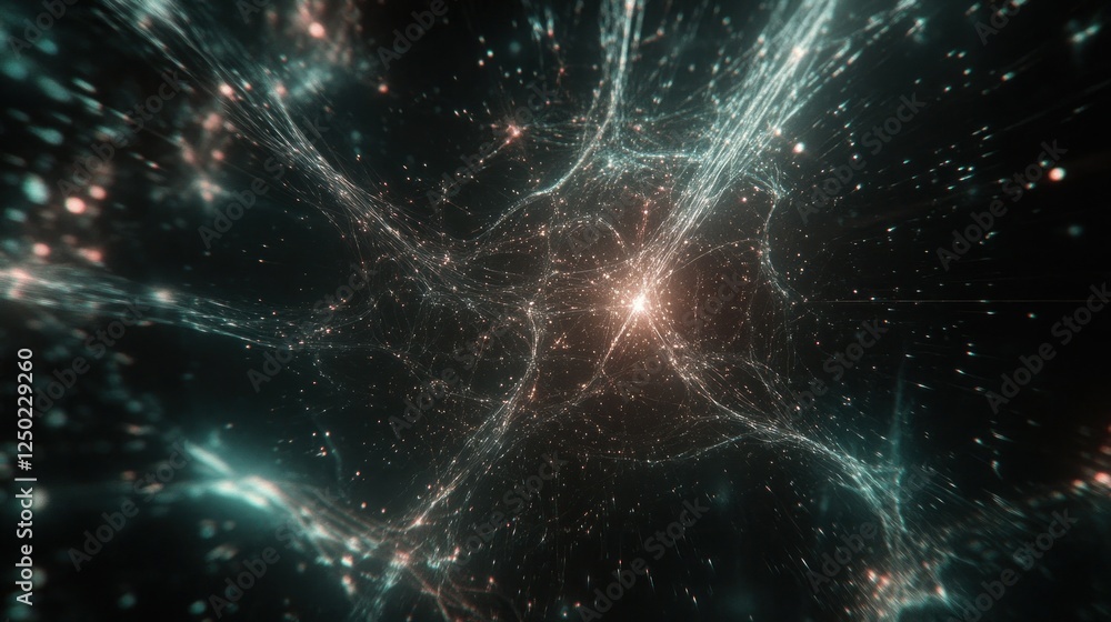 Poster cosmic network: interconnected neural pathways in deep space simulation