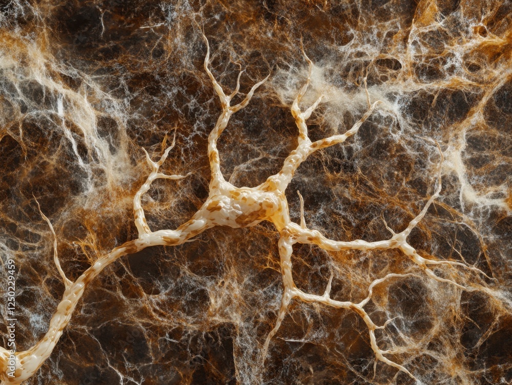 Wall mural abstract mycelium network a high-resolution close-up showcasing the intricate beauty and complex str