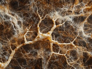 Abstract Mycelium Network A High-Resolution Close-Up Showcasing the Intricate Beauty and Complex Structure of Fungal Growth, Revealing the Delicate Interconnectedness and Organic Patterns Within the