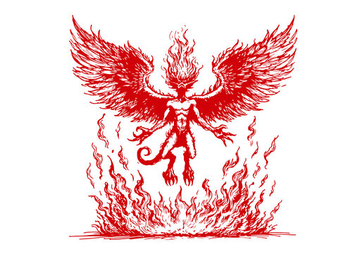  Ifrit Djinn hand drawn sketch vector