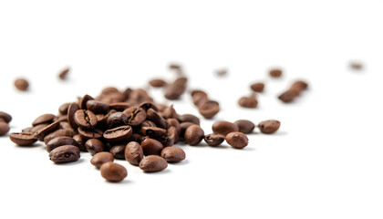 Naklejka premium Brown Coffee Beans on a white background